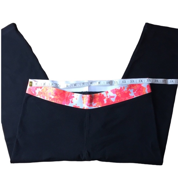 OLD NAVY ACTIVE Yoga Stretch Pants / Leggings Black, Orange Pink White band Sz L - Picture 3 of 6